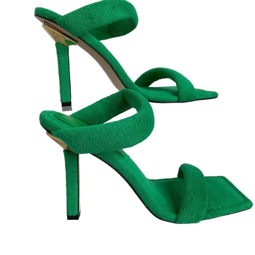 Good American Shoes Womens Size 9 Green Terry Cloth Heels Stilleto $260 Nwb - Picture 6 of 12